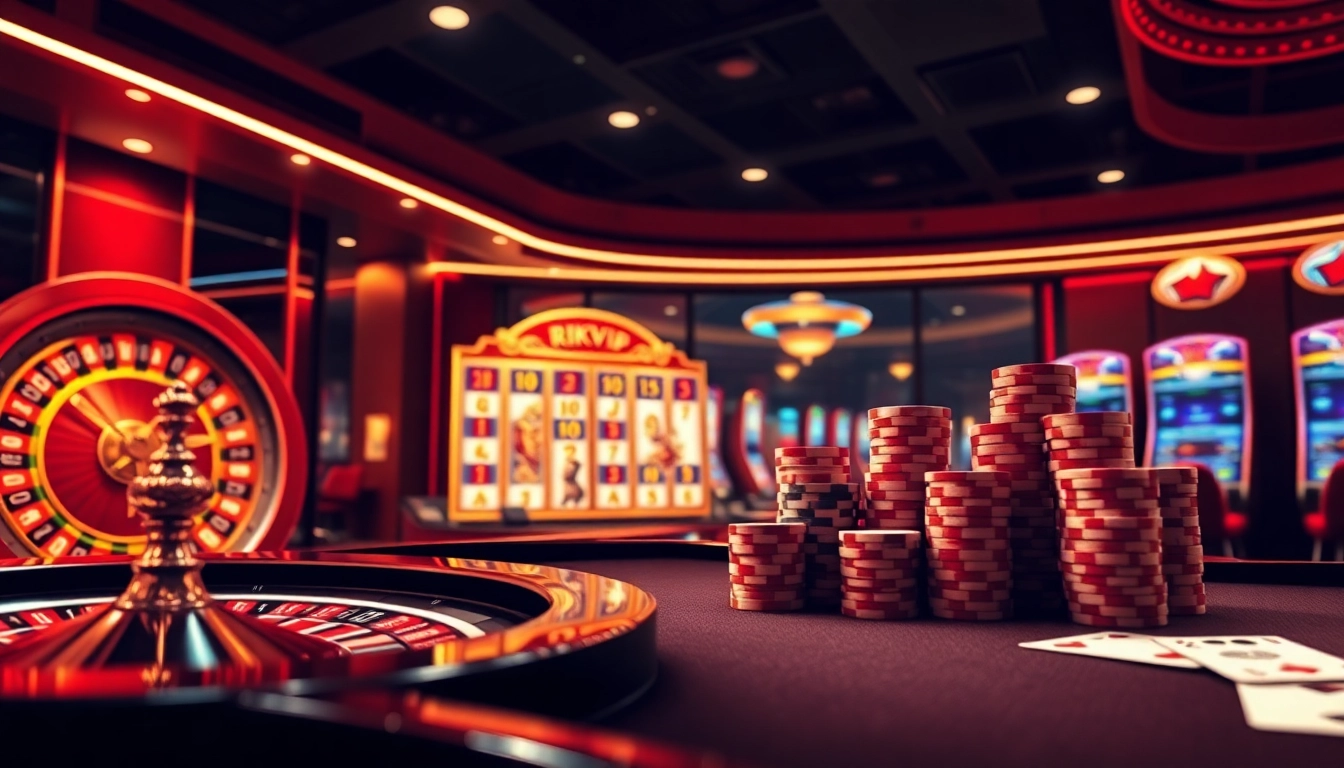 Experience the thrill of betting at RIKVIP with vibrant gaming tables and luxurious ambiance.