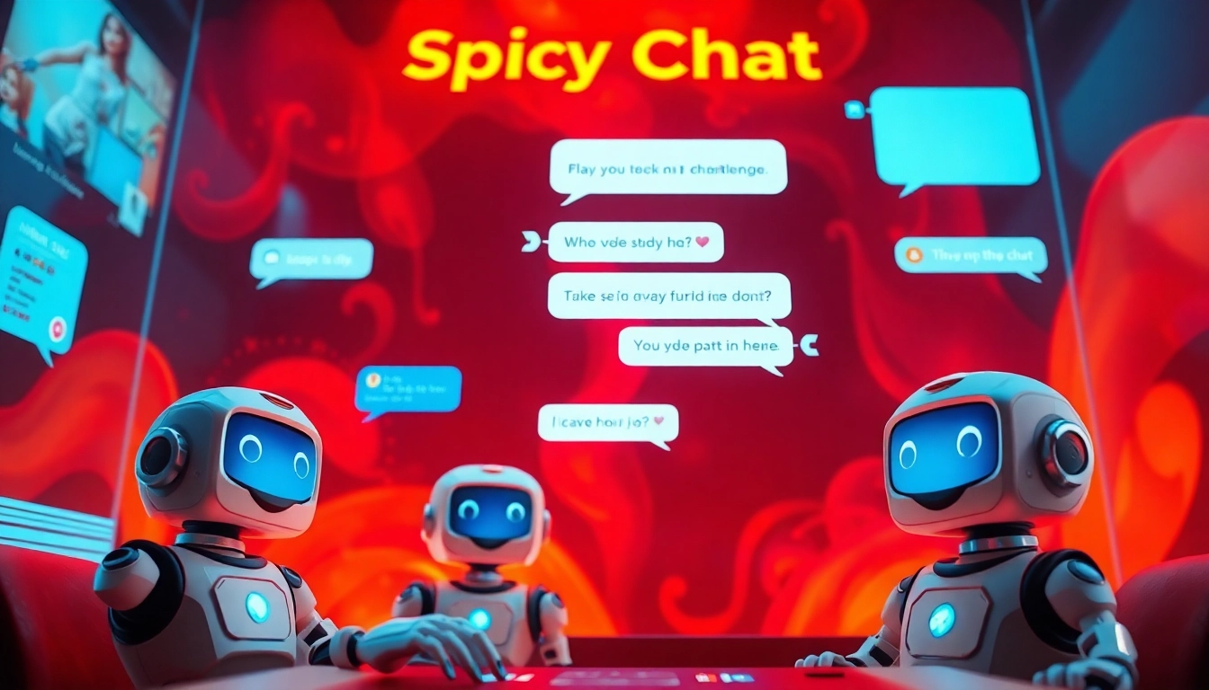 Engaging "Spicy Chat" interactive session featuring vibrant AI chat bubbles.