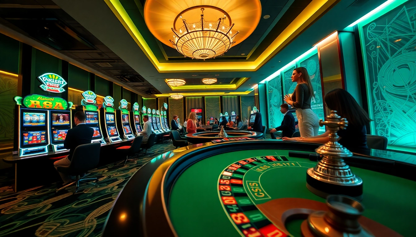 Exciting gaming environment at new88go.com, featuring engaging live casino tables and vibrant slot machines.